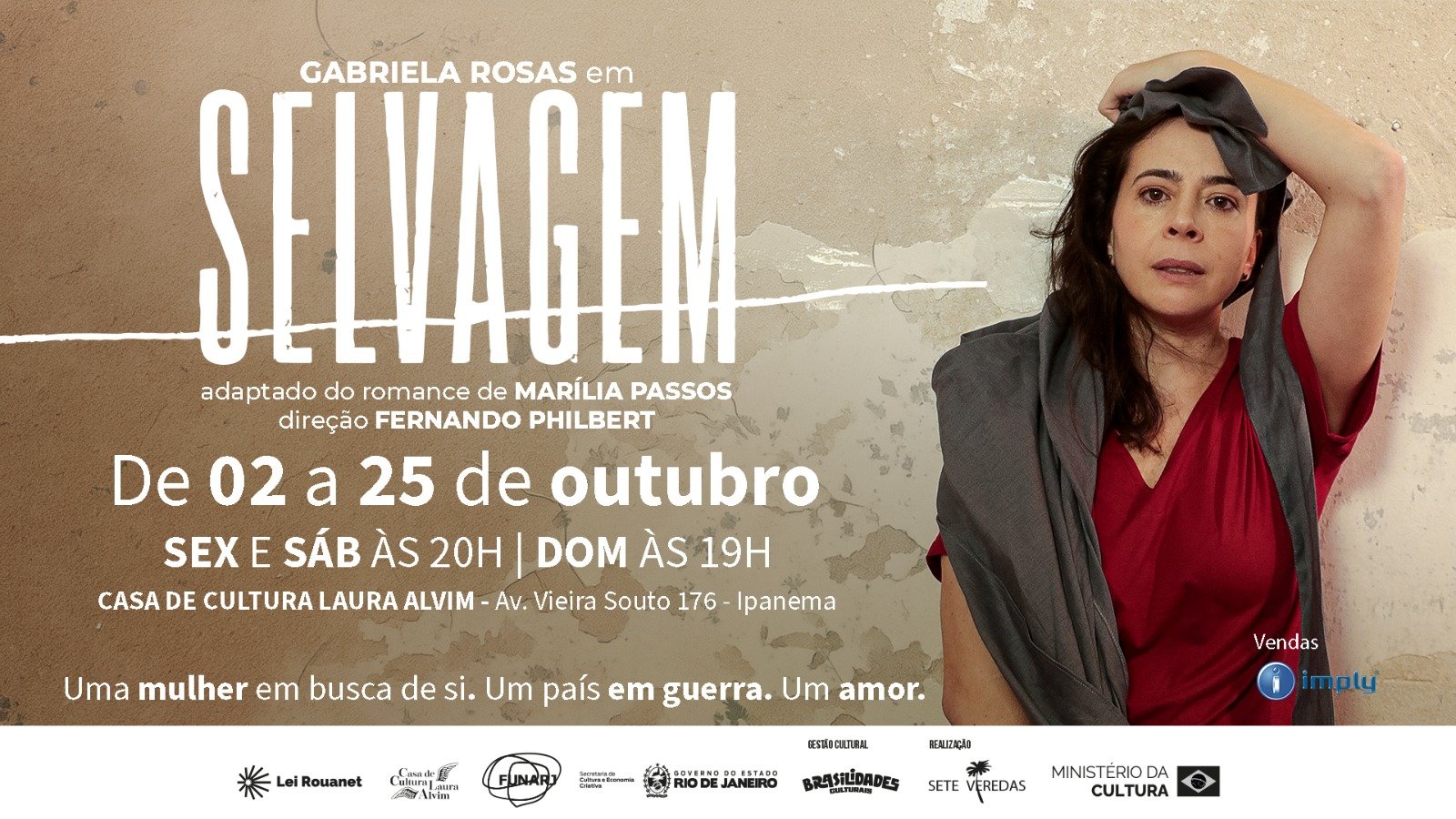 Pôster Oficial da Peça Teatral Selvagem com Gabriela Rosas